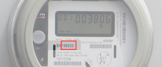 The meter number is displayed on your Smart Meter below the power usage screen
