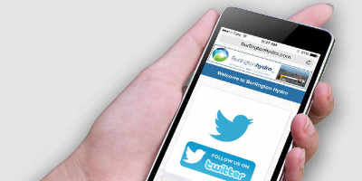 smart phone showing BHI twitter page