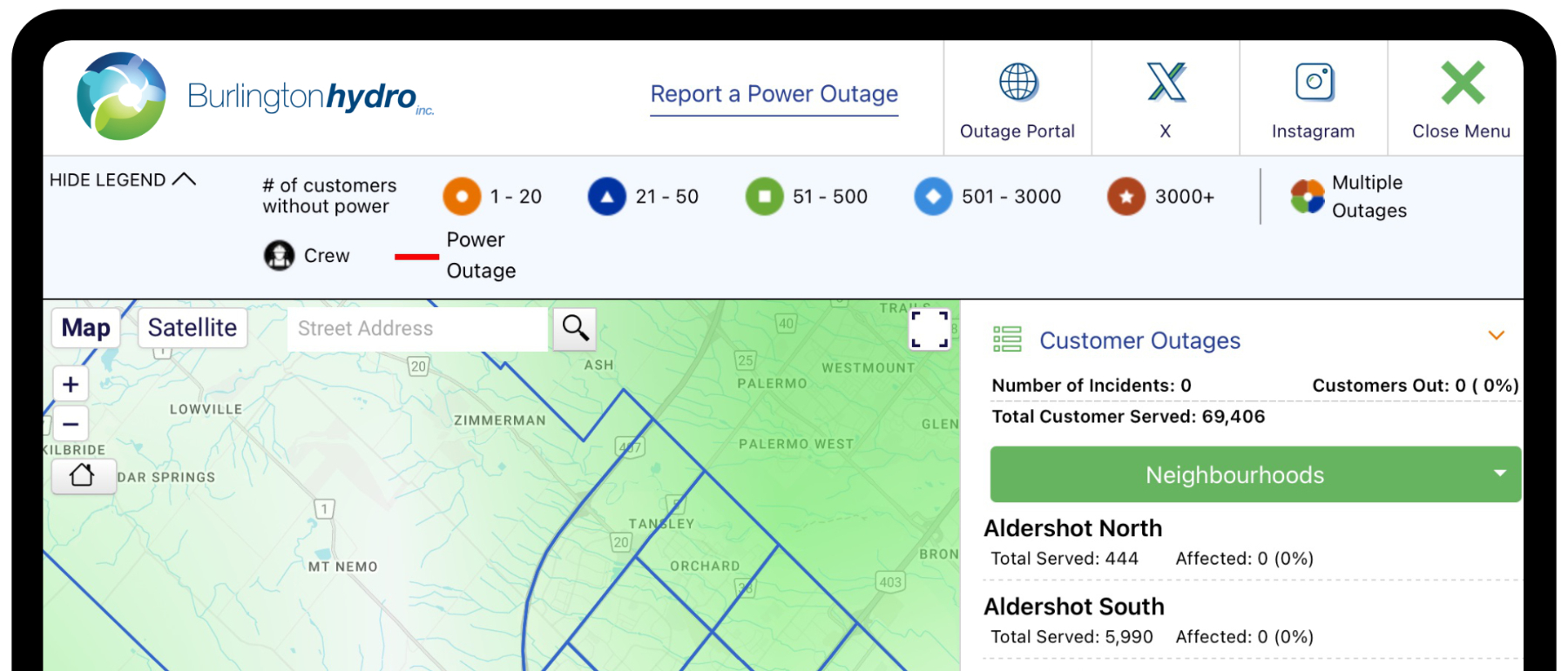 Outage Maps Search Tool on Laptop Screen