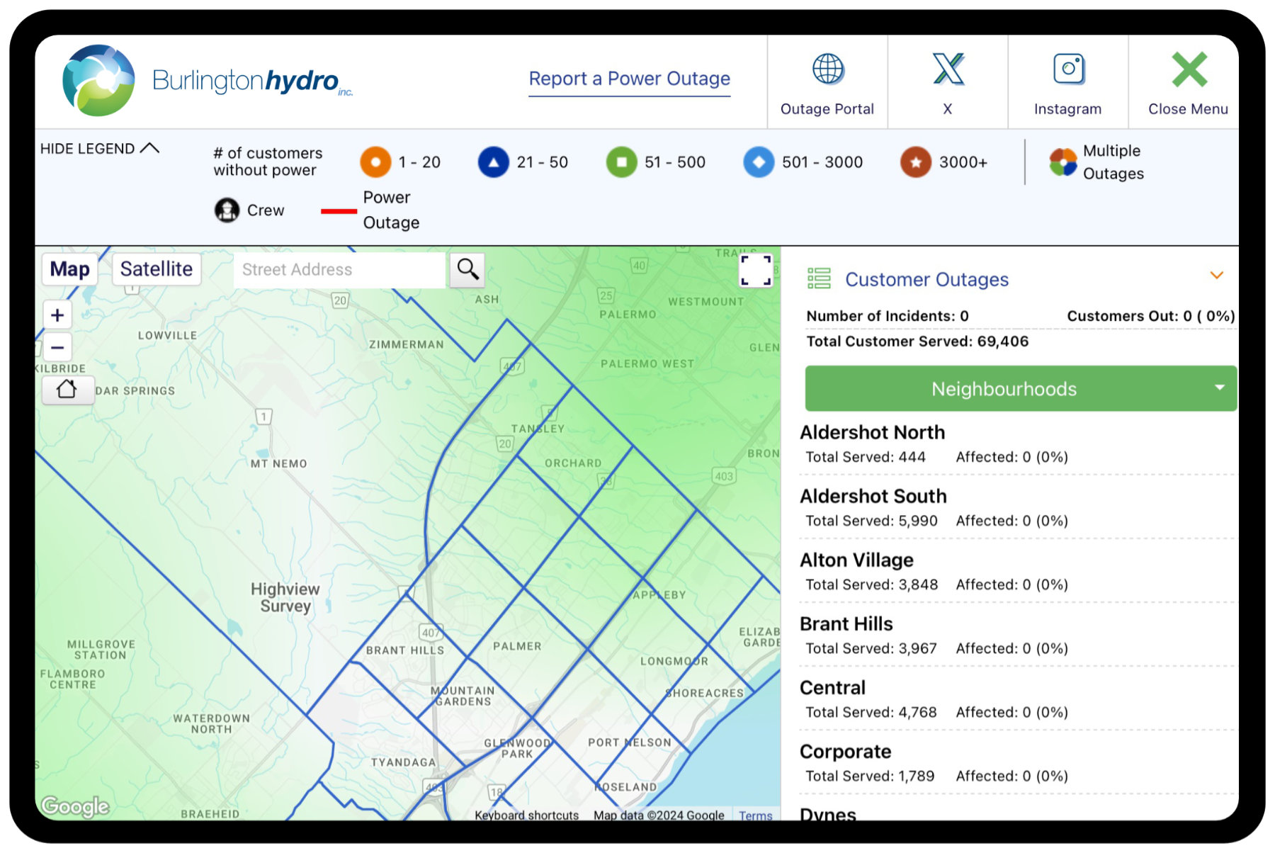 Outage Map Screen Shot