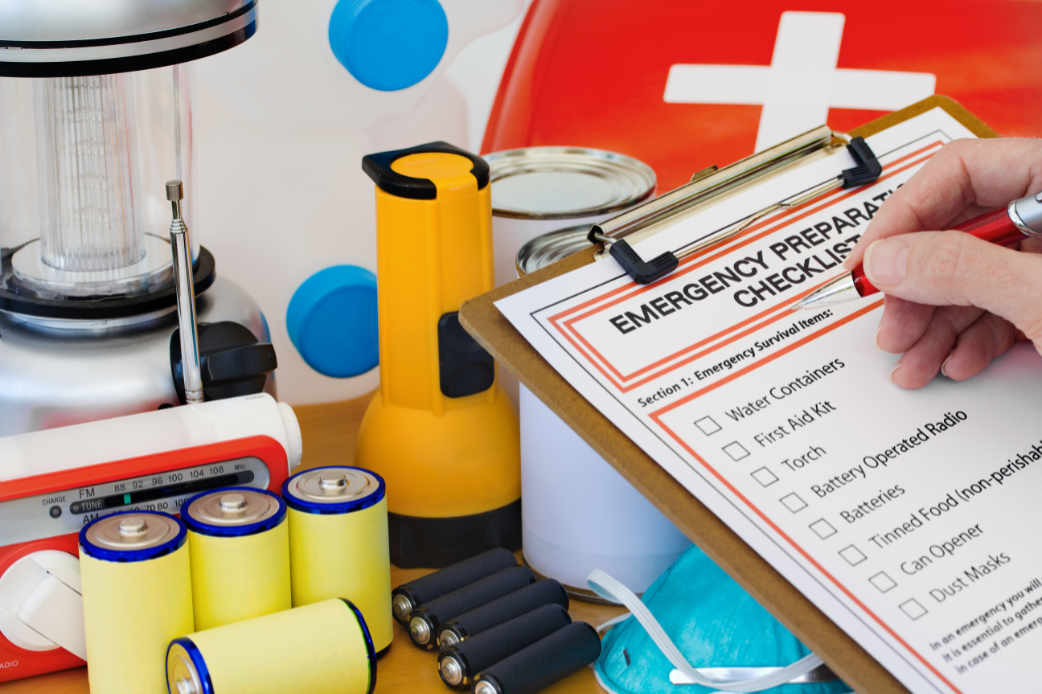 homeowner reviews emergency preparedness items