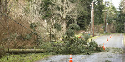 downed hydro lines in rural area
