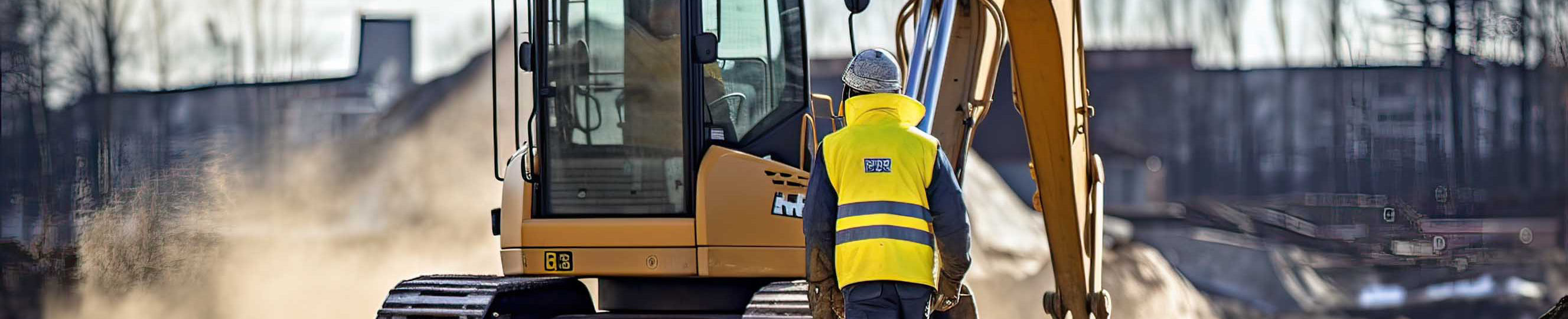 woman in front on excavator